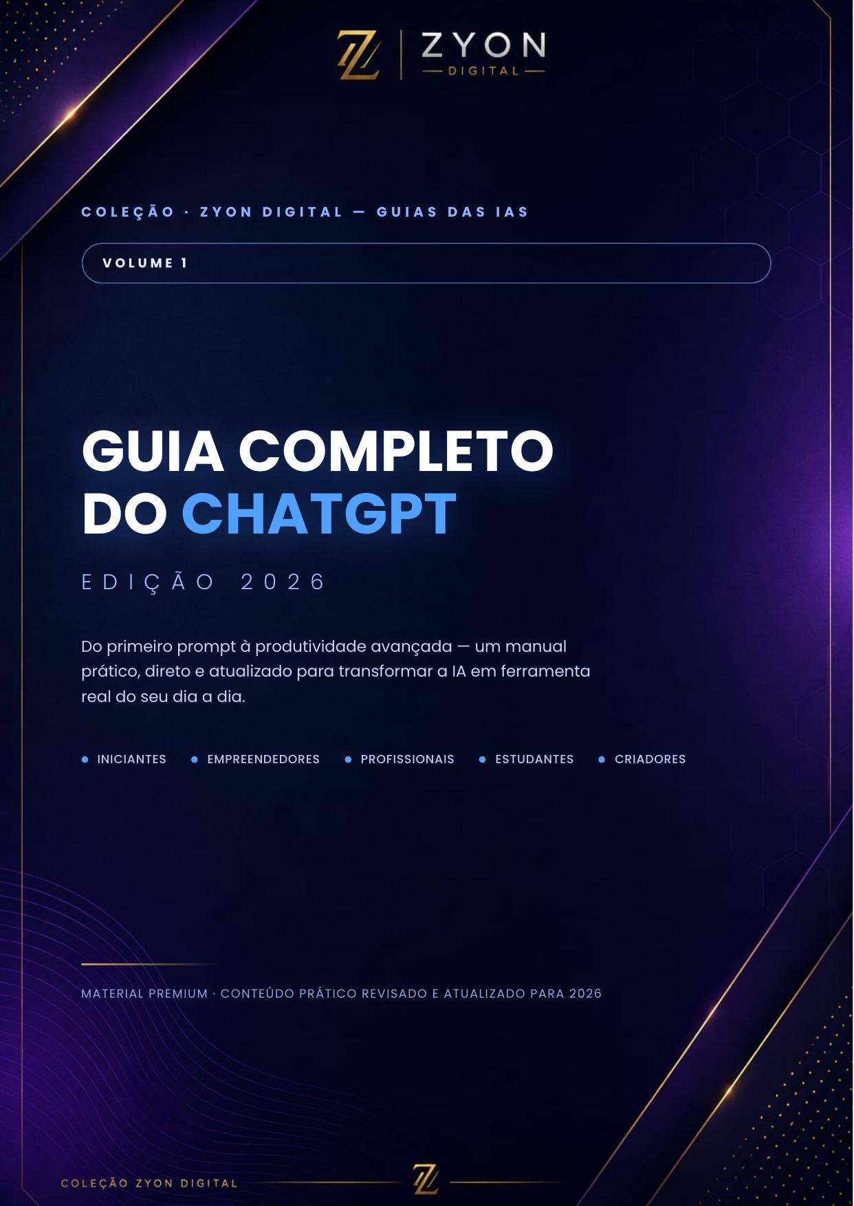 Capa do material Guia Completo do ChatGPT da Zyon Digital