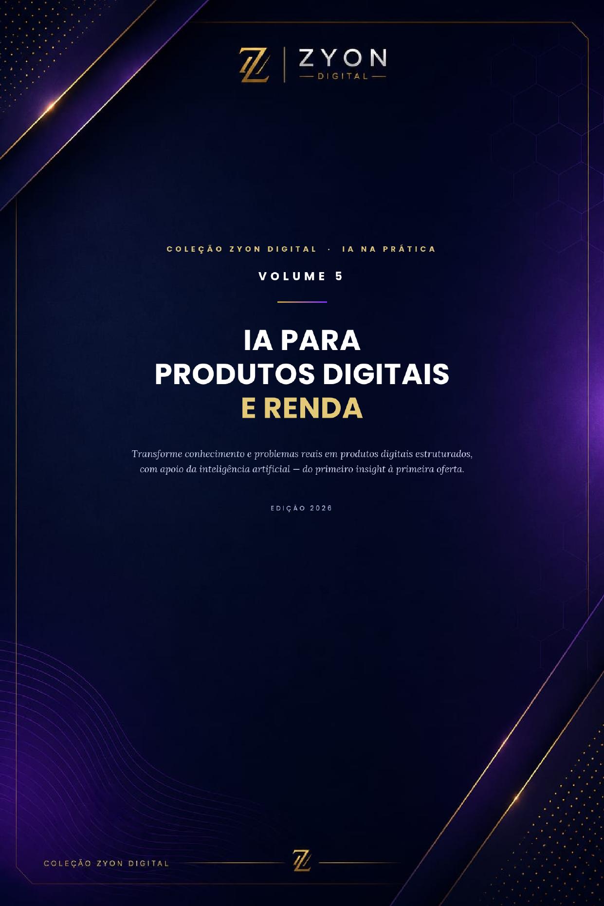 Capa do material IA para Produtos Digitais e Renda da Zyon Digital
